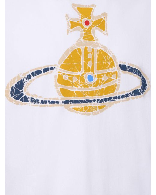 Vivienne Westwood White Logo Print Cotton Jersey T-Shirt for men