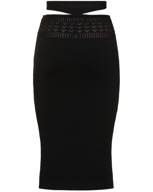 ANDREADAMO Black Stretch Viscose Knit Midi Skirt