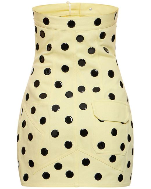 Area Natural Polka Dot Cotton Strapless Mini Dress