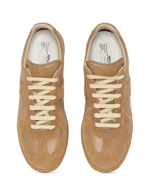 Maison Margiela Brown Replica Leather Sneakers In Chamois for men