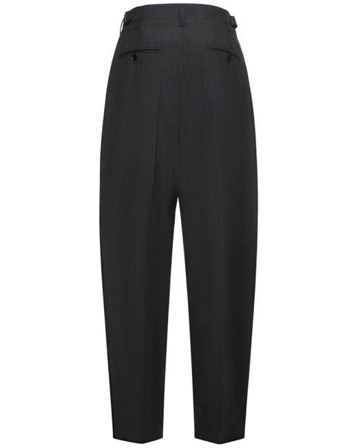 Pantalon plissé en laine mélangée Lemaire en coloris Black