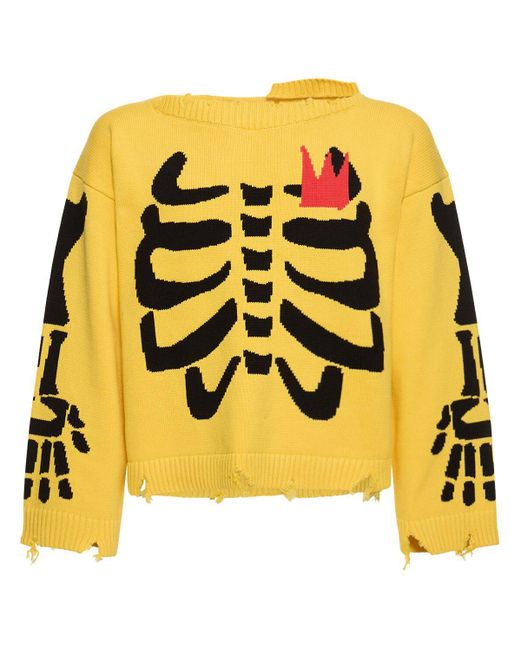 Charles Jeffrey Yellow Graphic Slash Skeleton Sweater for men