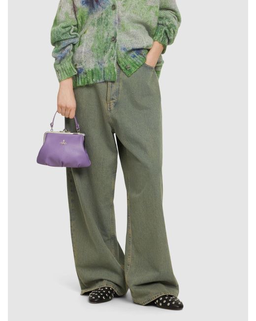Vivienne Westwood Purple Granny Frame Grained Faux Leather Bag