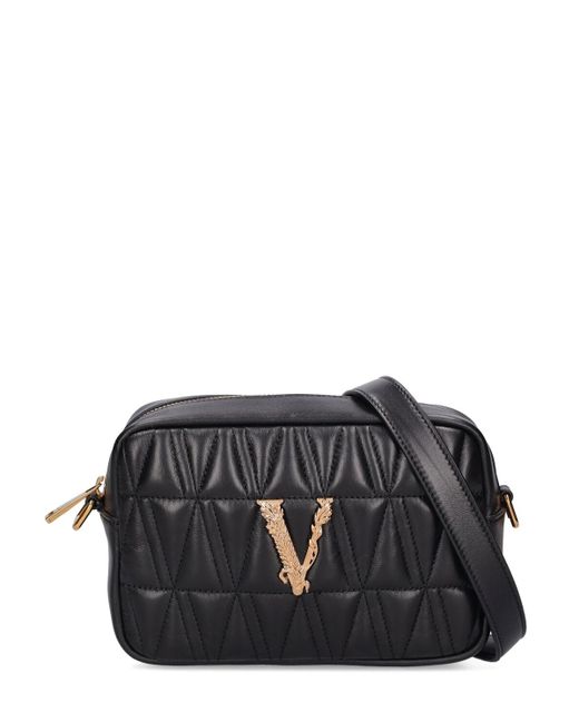 Versace Black Kameratasche Aus Gestepptem Leder