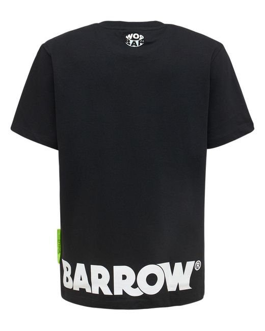 Barrow Black Logo Printed Cotton T-shirt for men