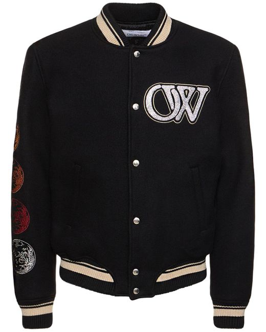 Off-White c/o Virgil Abloh TM Schwarze Wollmischung Bomberjacke in Black für Herren