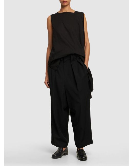 Pantaloni larghi in gabardina di lana di Yohji Yamamoto in Black