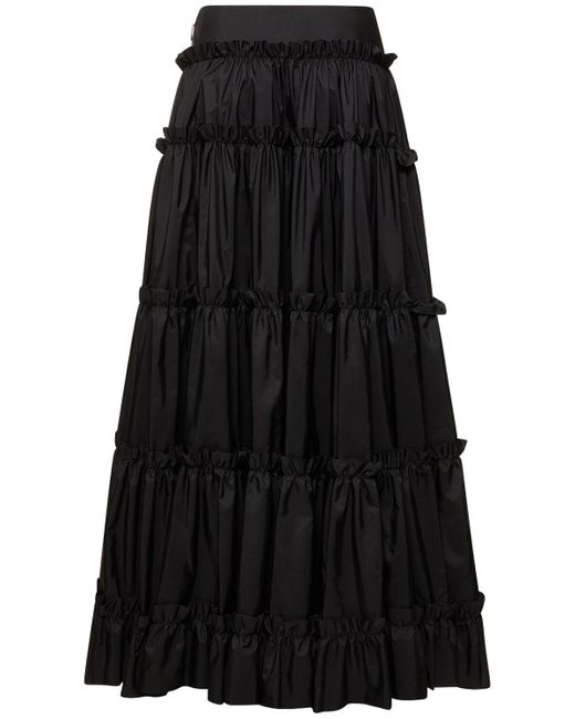 Roberto Cavalli Black Solid Nylon Flared Mid Rise Maxi Skirt
