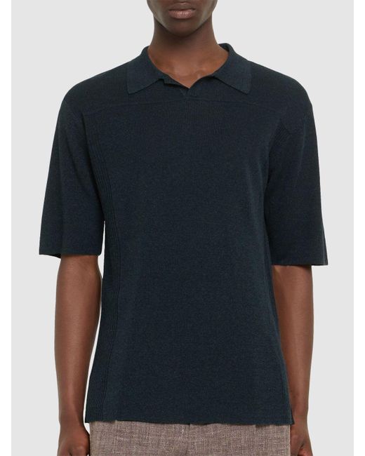 The Row Black Reggie Linen & Viscose Polo Top for men