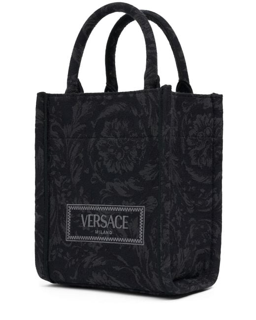 Versace Black Mini Tote Aus Jacquard "barocco"