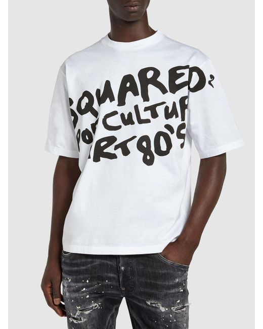 DSquared² T-shirt Aus Baumwolle Mit Print "d2 Pop 80's" in White für Herren