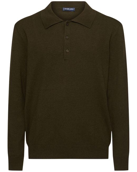 メンズ Frescobol Carioca Teo Buttoned Cotton Blend L/s Polo Green