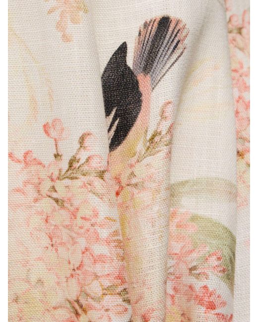 Robe mi-longue en lin imprimé picnic Zimmermann en coloris Natural
