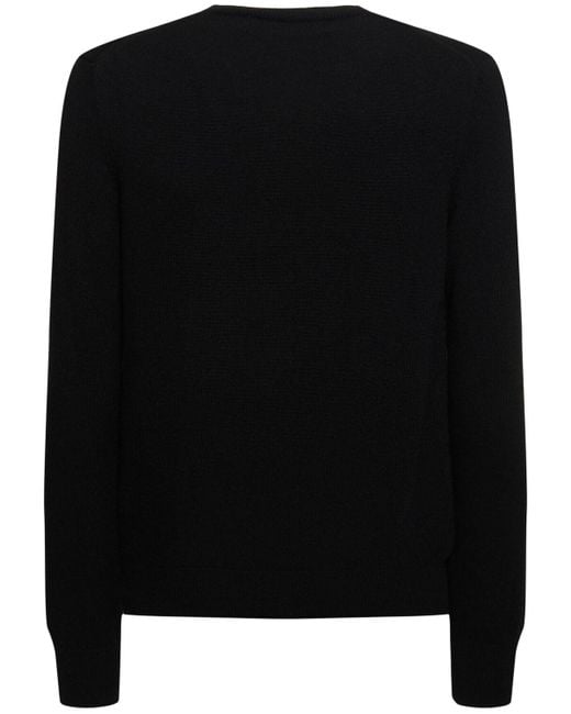 COMME DES GARÇONS PLAY Black Play Logo Knit Wool V-neck Sweater for men
