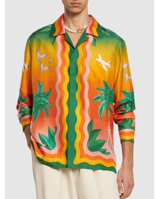 Chemise en soie imprimée tennis club Casablancabrand pour homme en coloris Green