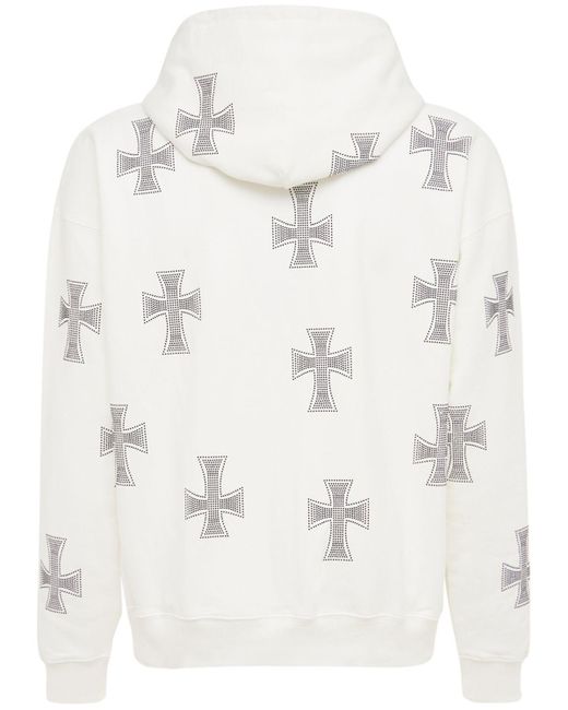 Unknown Natural Rhinestone Cross Cotton Hoodie for men