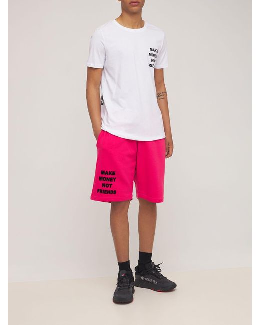 MAKE MONEY NOT FRIENDS Logo Neon Cotton Jersey Sweat Shorts in Fuchsia (Red)  for Men - Lyst