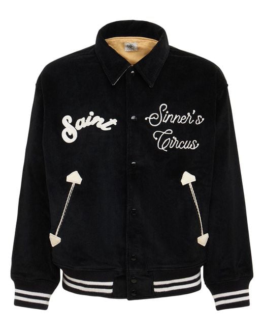 Saint Michael Black Sinner's Circus Embroidered Jacket for men
