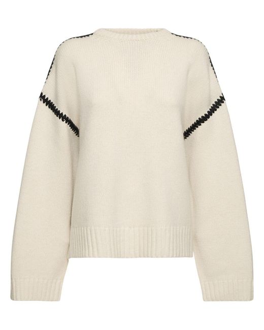 Totême  Natural Embroidered Wool & Cashmere Sweater
