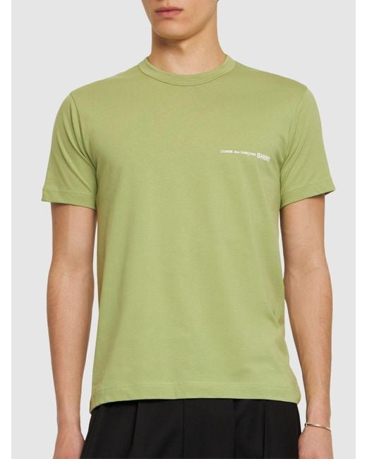 Comme des Garçons Green Logo Cotton T-shirt for men