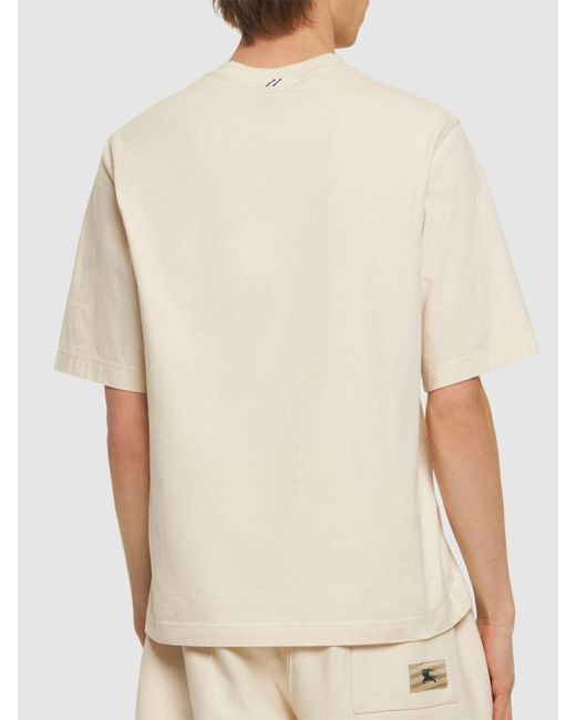 T-shirt in jersey di cotone con logo di Burberry in Natural da Uomo