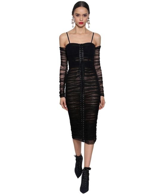 dolce and gabbana black tulle dress