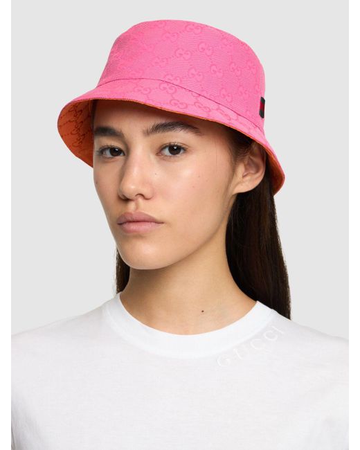 Cappello bucket in tessuto gg di Gucci in Pink