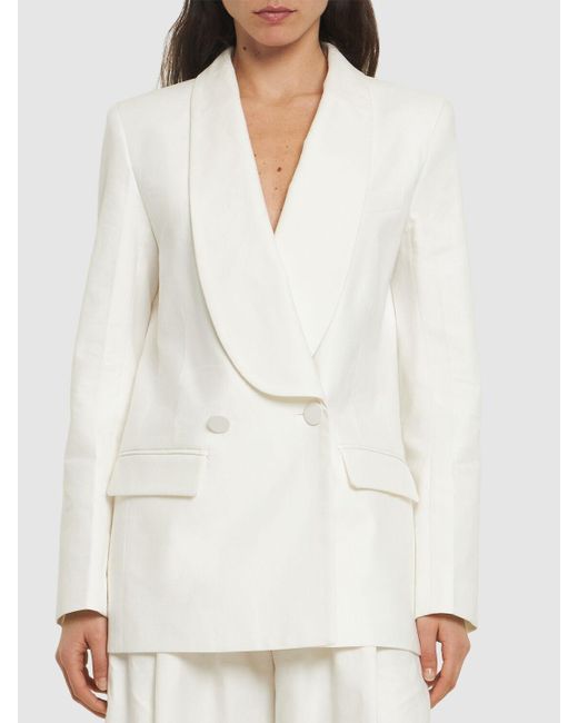 Nina Ricci White Linen Blend Shawl Collar Jacket
