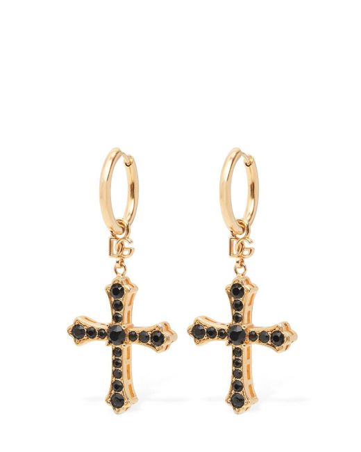 Dolce & Gabbana White Dg Dna Crystal Cross Earrings