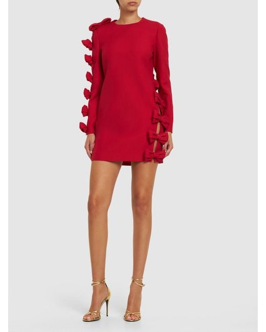 Vestido corto de crepé con lazos Valentino de color Red