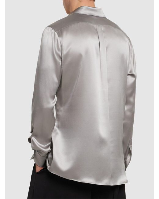 Dolce & Gabbana Gray Silk Satin Shirt for men