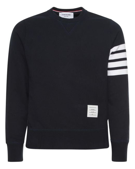 Thom Browne Blue Intarsia Stripes Cotton Sweatshirt for men