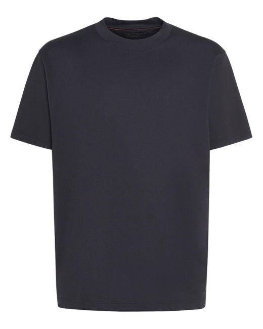 Loro Piana Blue Cotton Jersey Crewneck T-Shirt for men