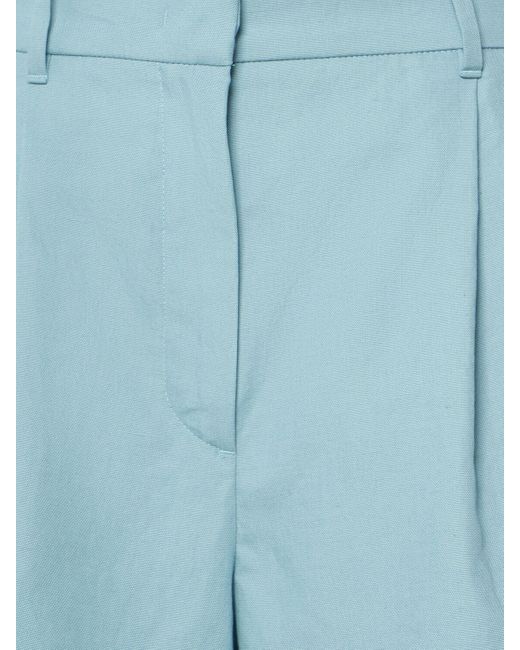 Weekend by Maxmara Blue Ecuba Cotton & Linen Canvas Shorts