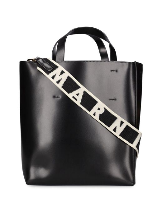 Marni Black Small Museo Leather Tote Bag