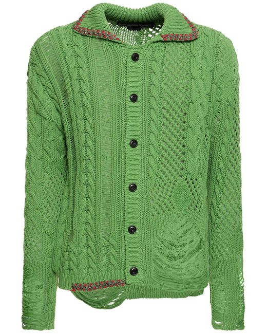 ANDERSSON BELL Green Sauvage Cotton Knit Cardigan for men