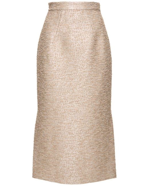 Emilia Wickstead Natural Ariceli Jacquard Tweed Midi Skirt