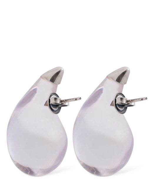 Bottega Veneta White Drop Resin & Sterling Silver Earrings