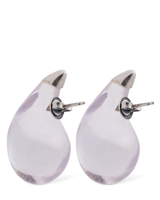 Bottega Veneta White Drop Resin & Sterling Earrings