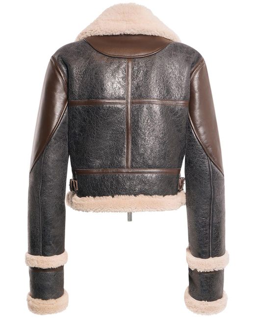 Blumarine Black Leather Shearling Short Jacket W/buckles