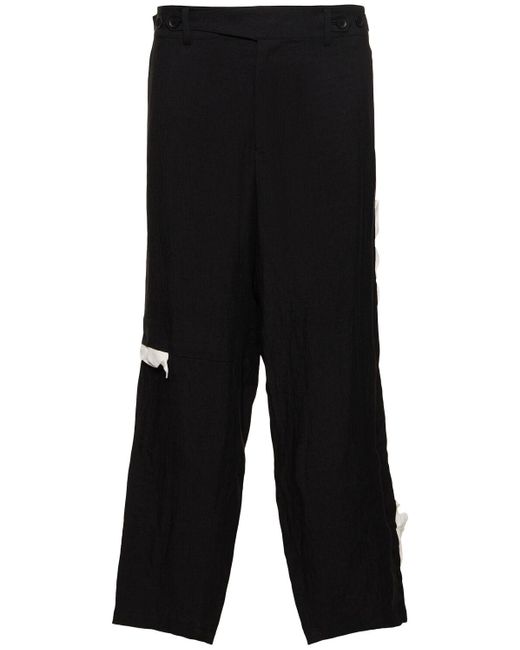 Pantaloni a-deco in lino di Yohji Yamamoto in Black da Uomo