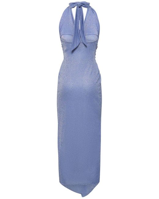 Baobab Blue Langes Kleid Aus Stretch-technostrick "linus"