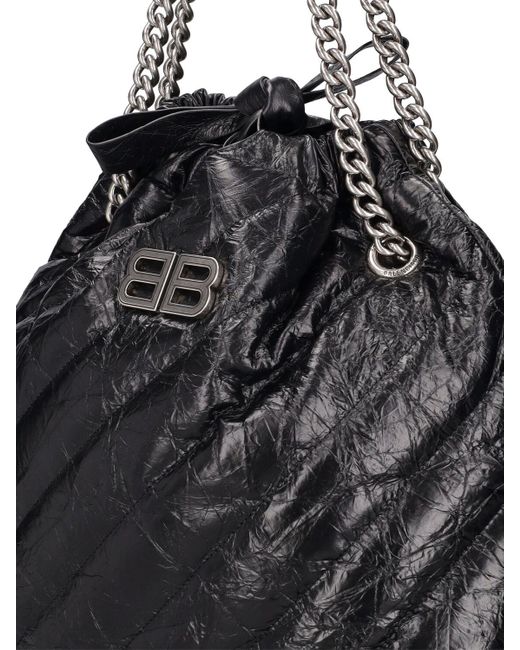 Balenciaga Black Medium Tote Crush Quilted Leather Bag