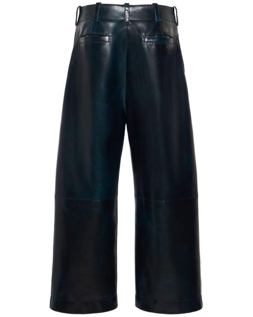 Bottega Veneta Blue Smooth Leather Wide Leg Culotte Pants