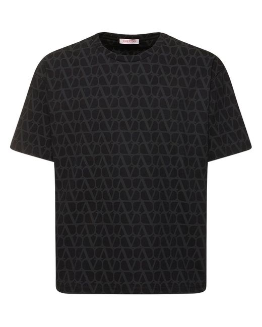 T-shirt en coton toile iconographe Valentino pour homme en coloris Black