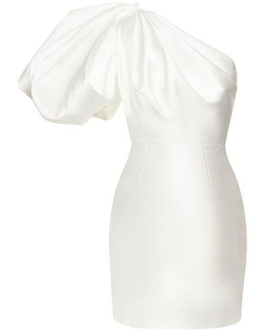 Solace London White Hayes One Shoulder Twill Mini Dress
