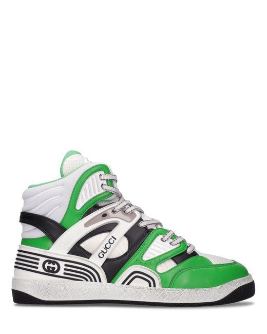 Gucci Basket Interlocking G Sneakers in Green for Men | Lyst