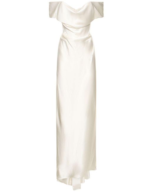 Vestido largo nova cocotte de satén de seda Vivienne Westwood de color White