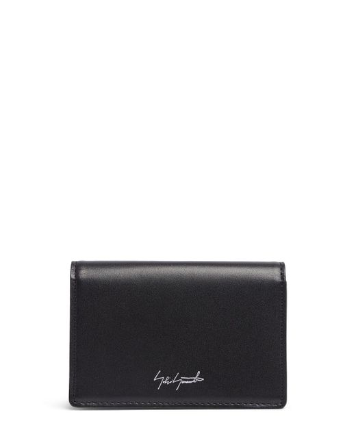 Yohji Yamamoto Black Gusseted Leather Business Card Case for men