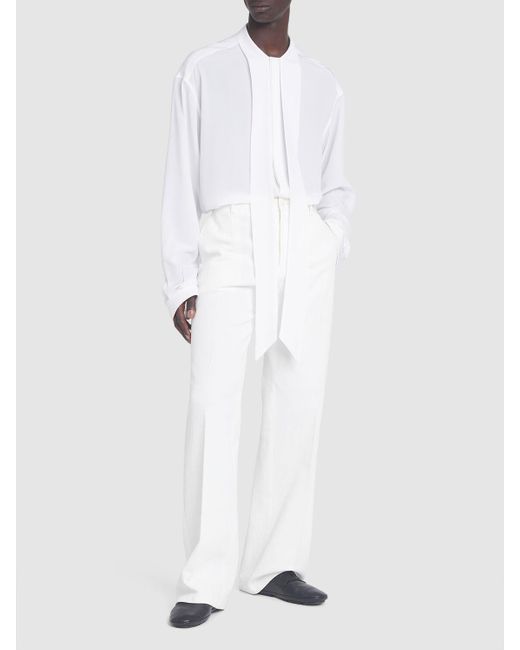 Camicia oversize in seta crepe de chine di Dolce & Gabbana in White da Uomo